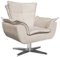 Kit Namoradeira e 2 Poltronas Giratórias Cromada Opla Suede Bege - Ibi