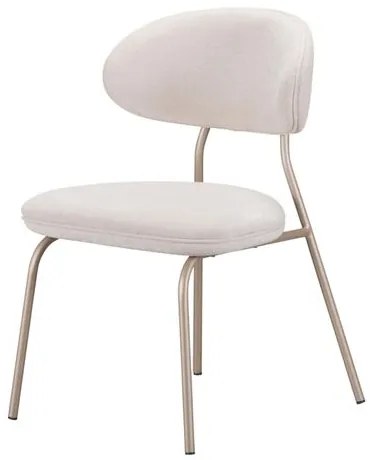 Cadeira Luxe Assento Boucle Pérola Base Champagne - 77344 Sun House