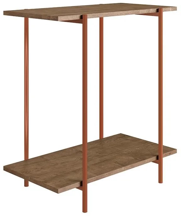 Mesa Lateral Multifuncional C/ 2 Prateleiras - Vermont Cobre