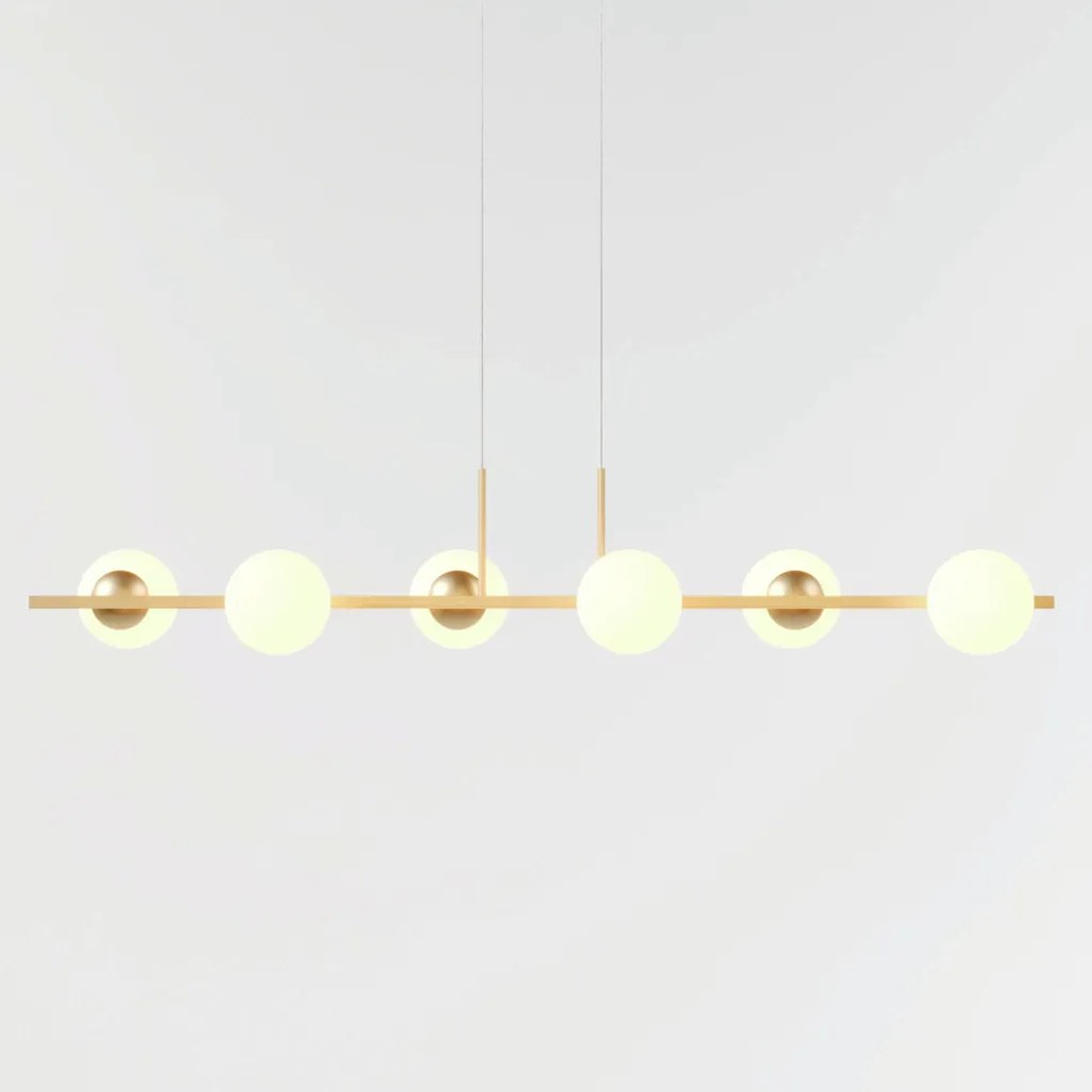 Pendente Botton Long Retângular 26X12X120Cm Alumínio E Globo Ø12Cm Fos... (CHAMPANHE, FOSCO)