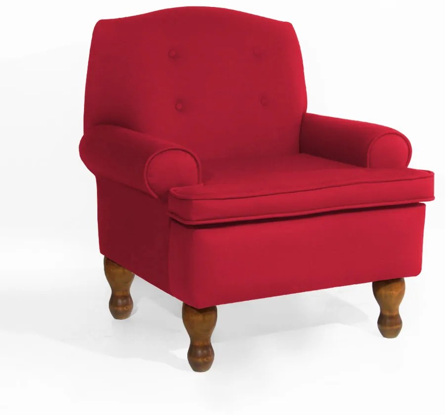 Poltrona da Vovó Lucy Decorativa Luxo Suede Vermelho