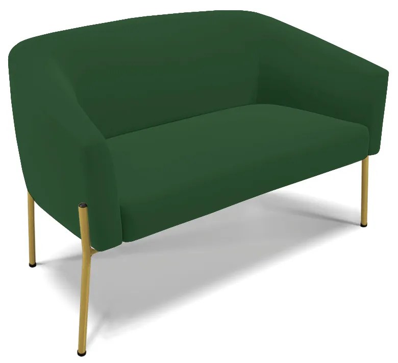 Sofá Namoradeira e Poltrona Pé de Ferro Dourado Stella Veludo D03 - D'Rossi - Verde