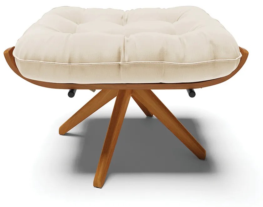 Puff Giratório Costela Suede Base de Madeira MA30 M11 - D'Rossi - Bege