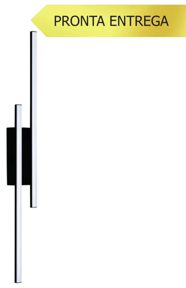 Arandela Lineare Duo 78X18X07Cm Led 20W 3000K Bivolt Preto Luz Direta... (Preto)