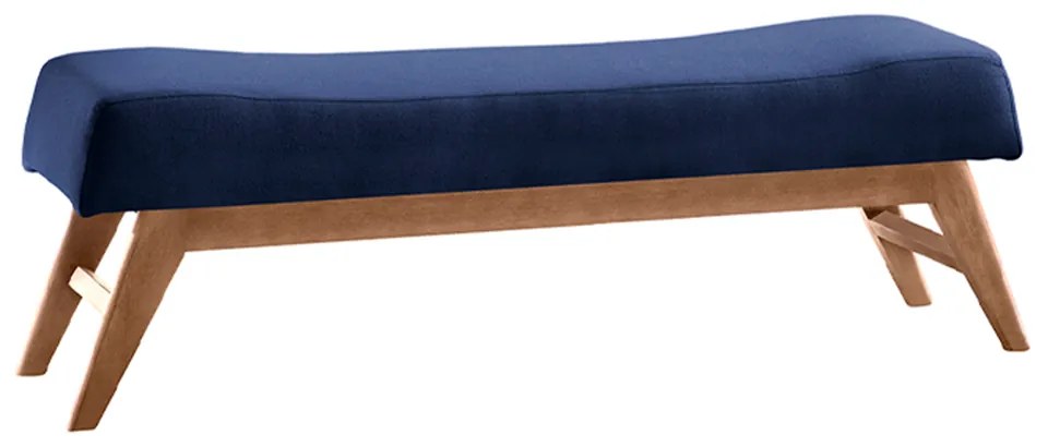 Recamier Decorativo 160cm Lionel Veludo Pés Madeira Azul/Imbúia G62 - Gran Belo