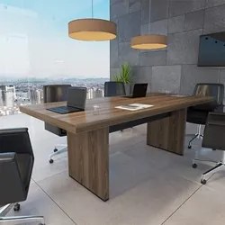 Mesa de Reunião 204cm Tamburato Executiva A06 Marrom/Preto - Mpozenato