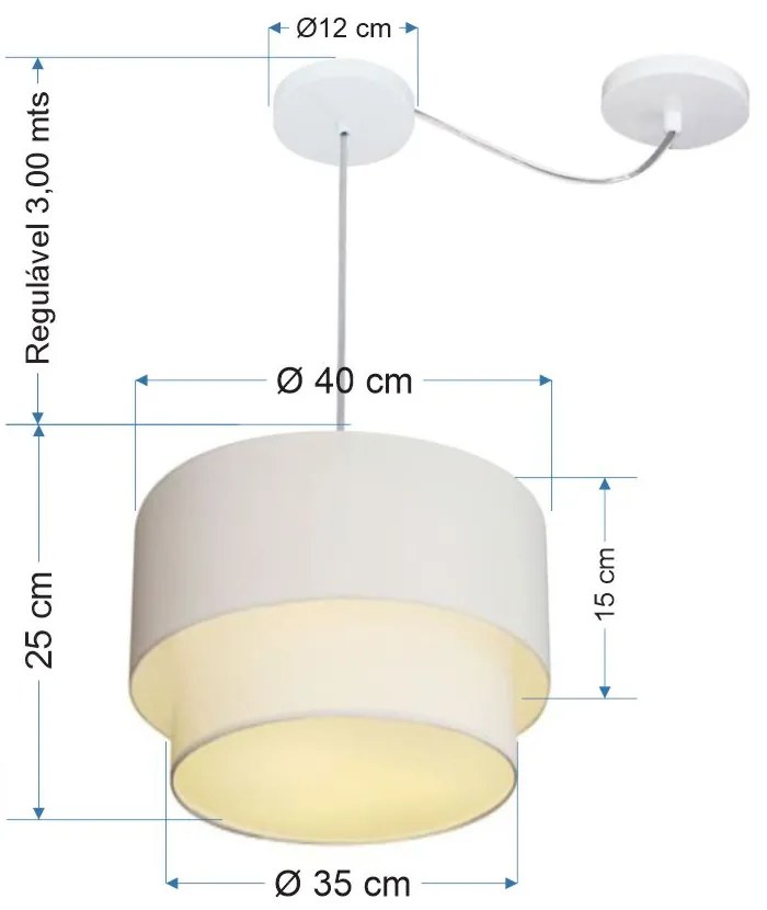 Lustre Pendente Cilíndrico Com Desvio Branco MJ-4359 Para Mesa de Jantar e Estar