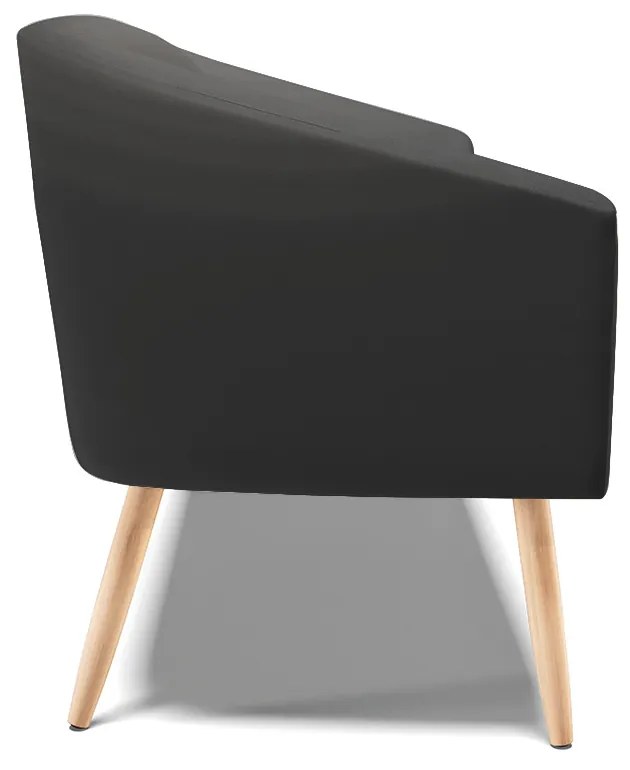 Sofá 2 Lugares Namoradeira Pé Palito Natural Stella Sintético Preto D03 - D'Rossi