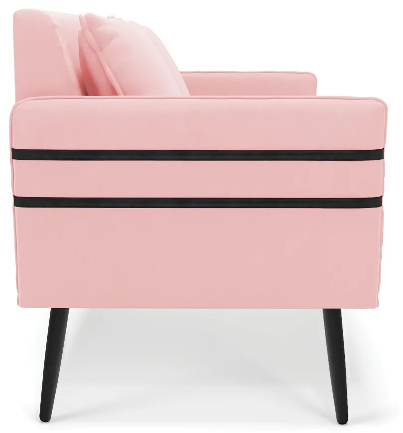 Namoradeira 02 Lugares Mari Suede Rosa Bebê Pés Palito de Ferro - D'Rossi
