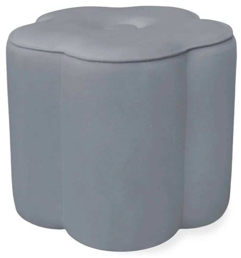 Puff Decorativo Flor Veludo - Cinza