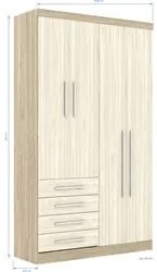 Guarda Roupa Modulado 4 Portas 4 Gavetas 193 Master Avelã Rústico/Árti