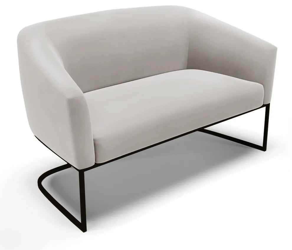 Sofá Namoradeira e Poltrona Base Industrial Preto Stella Veludo D03 - D'Rossi - Cinza
