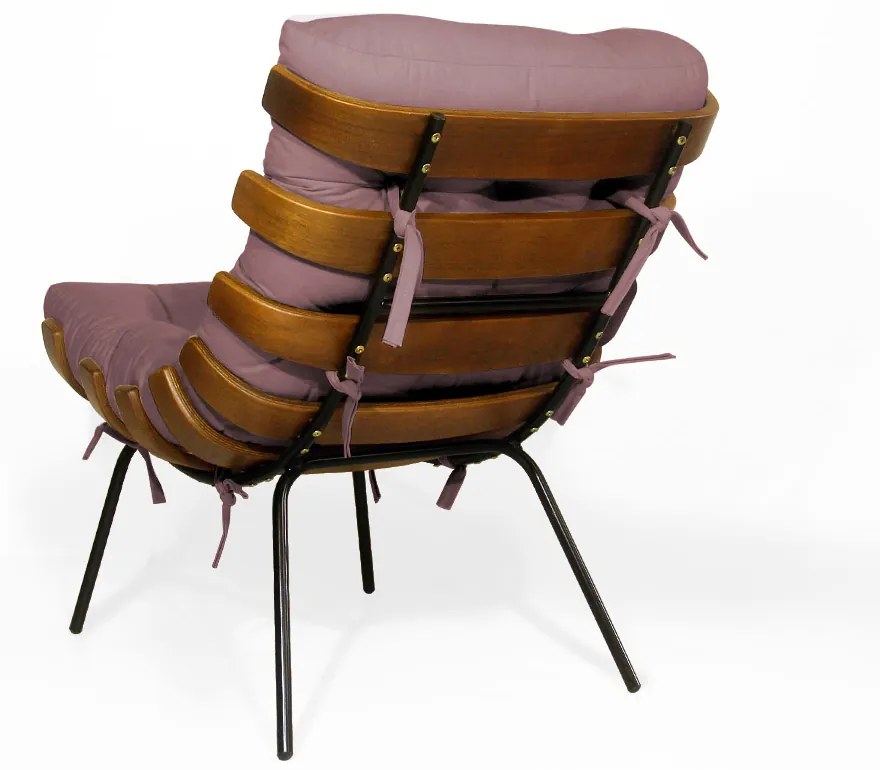 Poltrona Costela Rib Suede Rosê