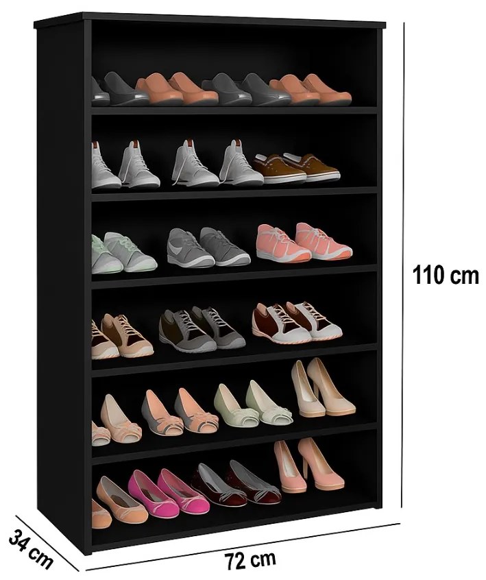 Sapateira Vertical 18 Pares 72cm Closet Organizador Melice A01 - D'Rossi - Preto