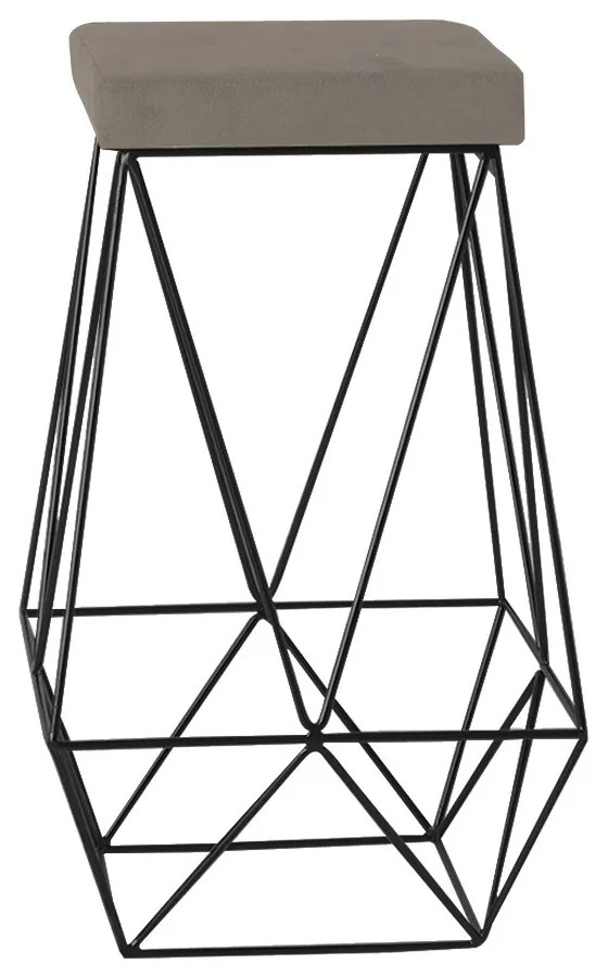 Banqueta Decorativa Kathy Base Preta Veludo Cinza G41 - Gran Belo