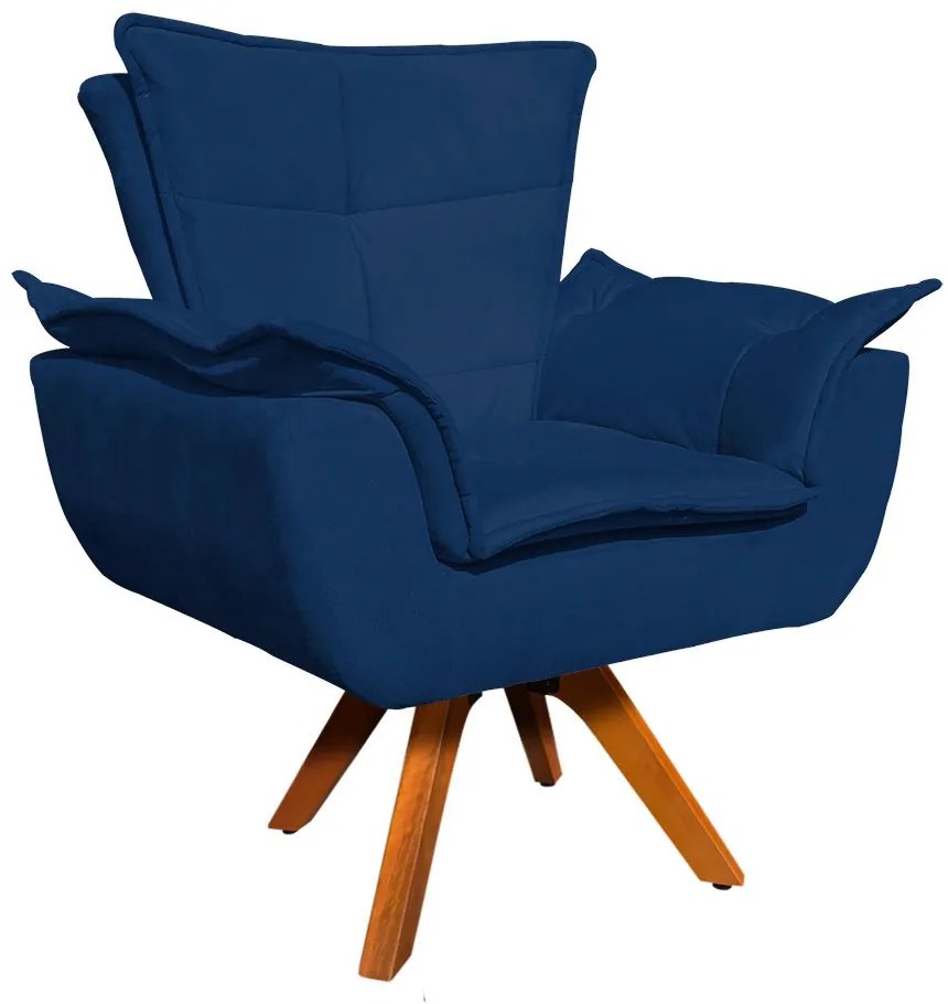 Poltrona Sala de Estar Giratória MM30 Opala Suede Azul Marinho