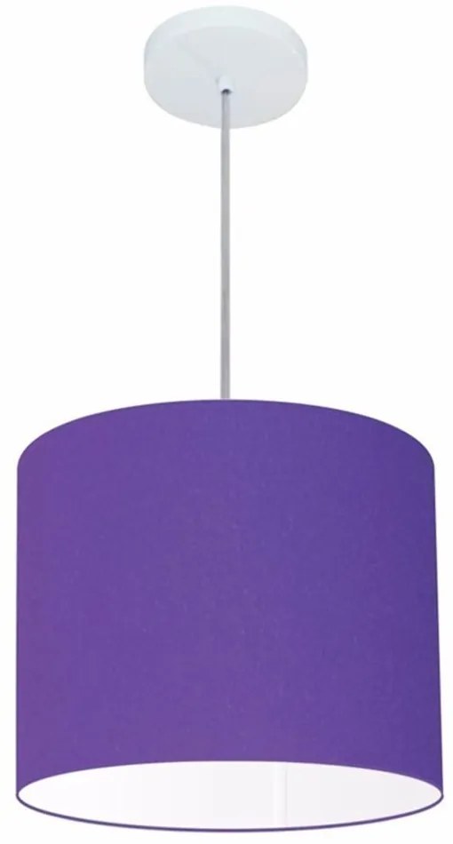 Lustre Pendente Cilíndrico Md-4143 Cúpula em Tecido 35x25cm Roxo - Bivolt