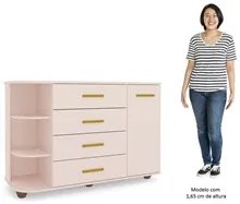 Cômoda Infantil com Cantoneira e 4 Gavetas 100% MDF New Lorena Rosê -
