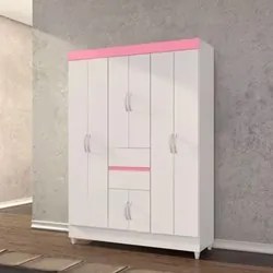 Guarda Roupa Casal Flex 6 Portas 2 Gavetas Ecom II D02 Branco/Rosa/Bra