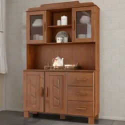 Armário de Cozinha Cristaleira 123cm 4 Portas Giana Castanho F07 - Mpo