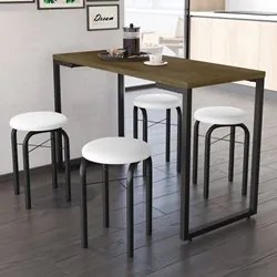 Conjunto Mesa de Cozinha Prattica Industrial 120cm com 4 Banquetas F02