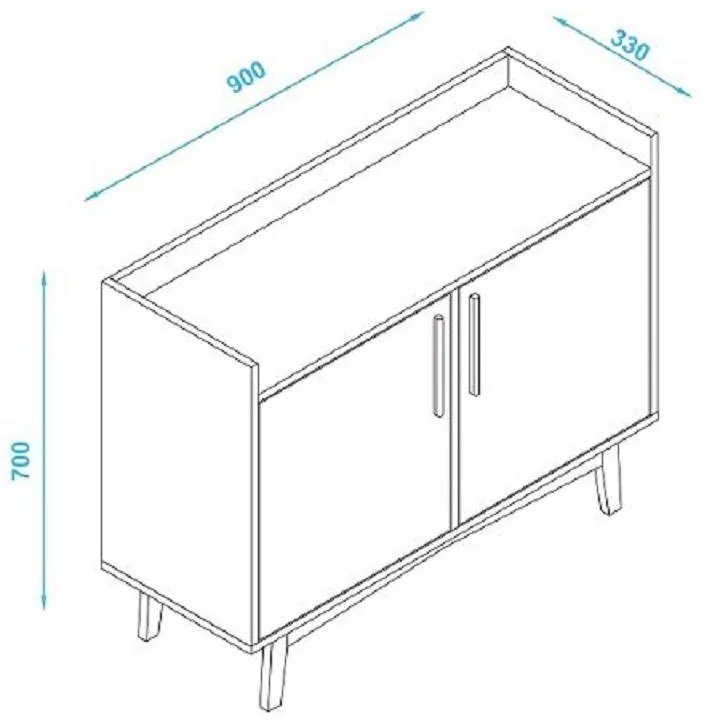 Armário Buffet Balcão Bpi 101 - Branco Castanho Pinus