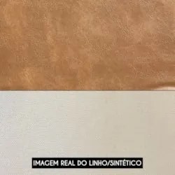 Poltrona para Sala Giratória Redonda Saphire Z32 Linho Bege/Caramelo -