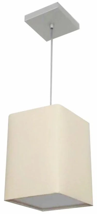 Lustre Pendente Quadrado Md-4007 Cúpula em Tecido 25/16x16cm Linho Bege - Bivolt