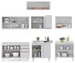 Armário de Cozinha Modulado de Canto 7 Peças CP19 Balcão sem Tampo Bra