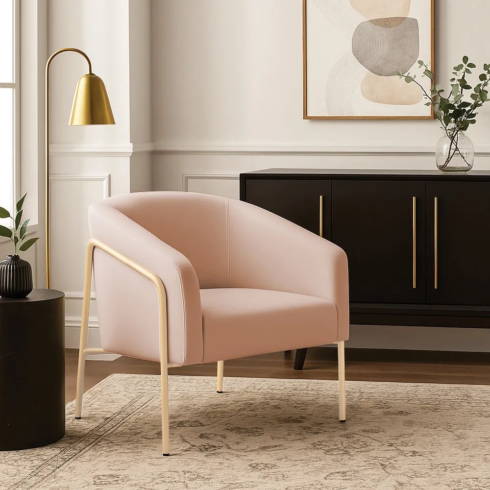 Poltrona Sala Industrial Alta Champanhe Stella Veludo D03 - D'Rossi - Rose
