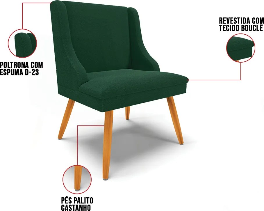 Cadeira Sala de Jantar Pé Palito Castanho Liz Bouclê D03 - D'Rossi - Verde