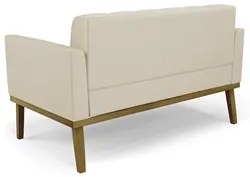 Sofá Namoradeira e 2 Poltronas Base Madeira Castanho Ana Sintético Beg