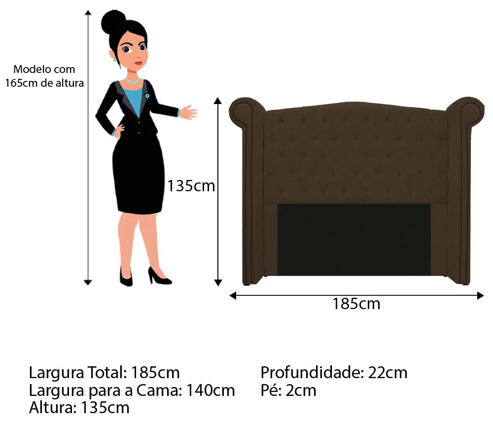 Kit Cabeceira e Calçadeira Veneza 140 cm Casal Suede Marrom - ADJ Decor