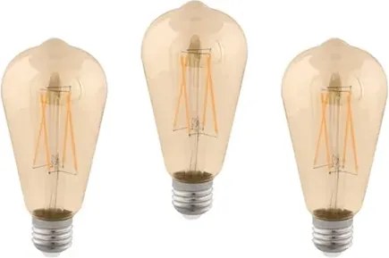 Kit 3 Lâmpadas Bulbo Filamento E27 Led 2w 200lm 360°