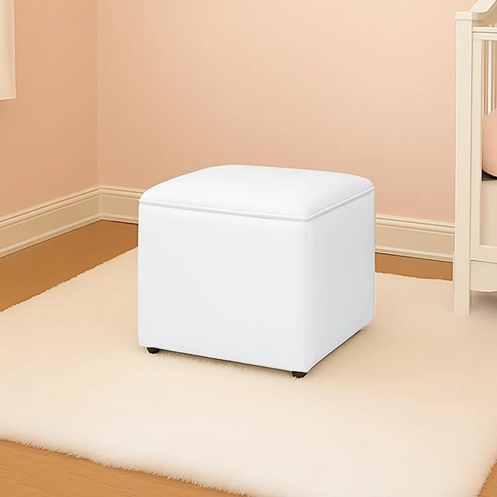 Puff Decorativo Quadrado para Sala Lígia Sintético E03 - D'Rossi - Branco
