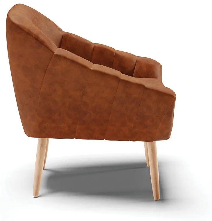 Kit 02 Poltronas Giovana Corano Pés Palito Natural - Indo Decorar - Nozes