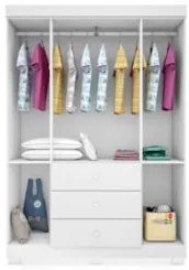 Guarda Roupa Infantil 4 Portas 3 Gavetas Amora Z39 Branco - Mpozenato