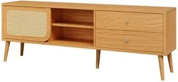 Rack Tela 180cm com Porta de Correr e 2 Gavetas Carvalho Rosé Dalla Costa