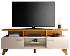 Rack Bancada de TV 60 Pol 160cm Essenza Cinamomo/Off - HB Móveis