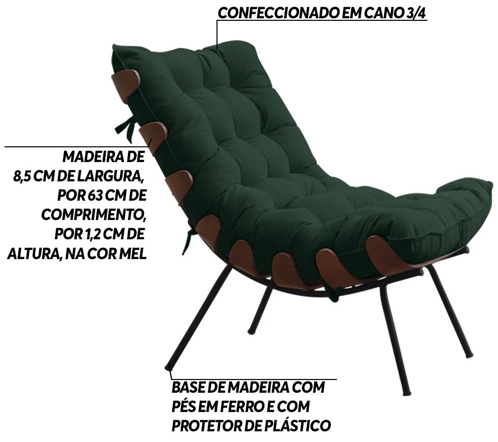 Kit 2 Poltronas Decorativas Sala de Estar Abel Base de Madeira Preto Suede Verde G41 - Gran Belo