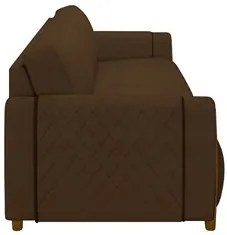 Sofá 3 Lugares 223cm Pés Madeira Amaranto M22 Veludo Marrom - Mpozenat