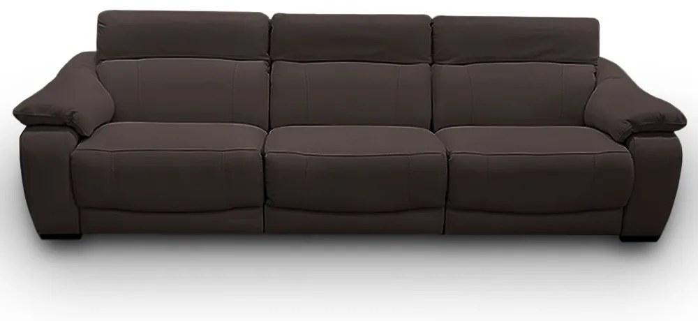 Sofá Elétrico Sala de Estar Reclinável Concepción U076 308cm Modulado Botão Elétrico Couro Marrom G49 - Idea Relax By Natuzzi Group