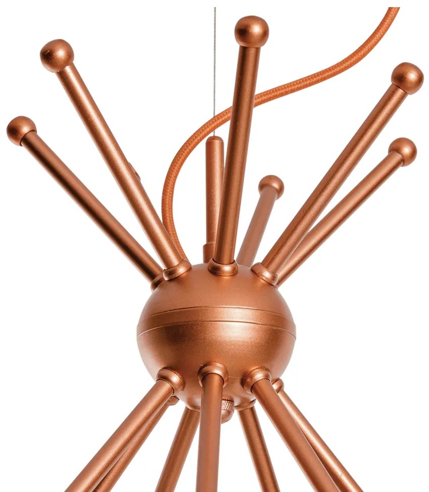 Pendente Palma Ø63X47Cm 7Xg9 / Metal E Globo Ø12Cm | Usina 16735/7 (MR-T - Marrom Texturizado, CLEAR)
