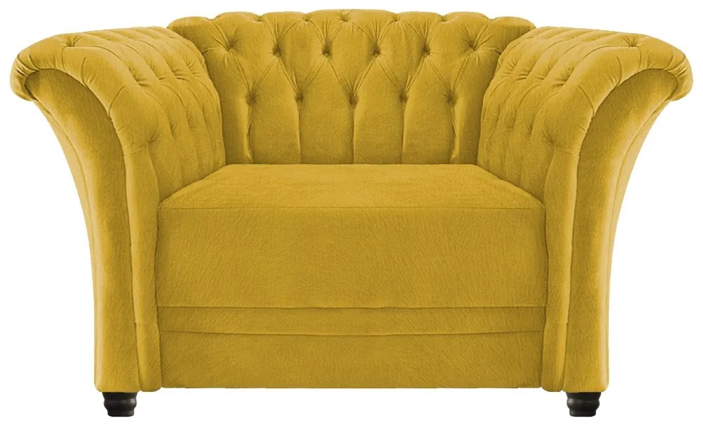 Poltrona Decorativa Chesterfield Sofia Suede Amarelo - ADJ Decor