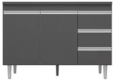 Balcão Gabinete com Pia Inox 120cm Andréia 2 Portas Cinza – AJL Móveis