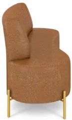 Sofá 2 Lugares 160cm Pés Aço Dourado Tamar Sintético Camel Z08 - Mpoze