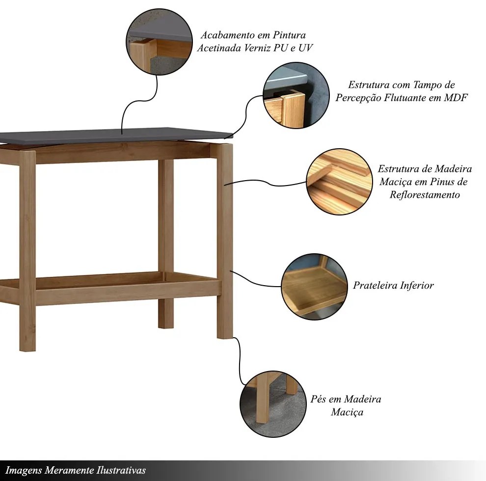 Mesa Lateral Dieter Tampo MDF Freijó/Cinza G74 - Gran Belo