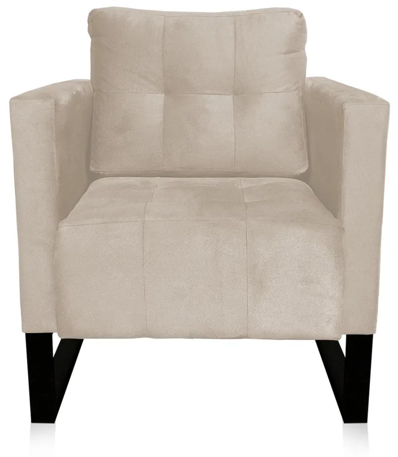 Kit 2 Poltronas Livia Suede Bege Base Industrial Preto - D'Rossi