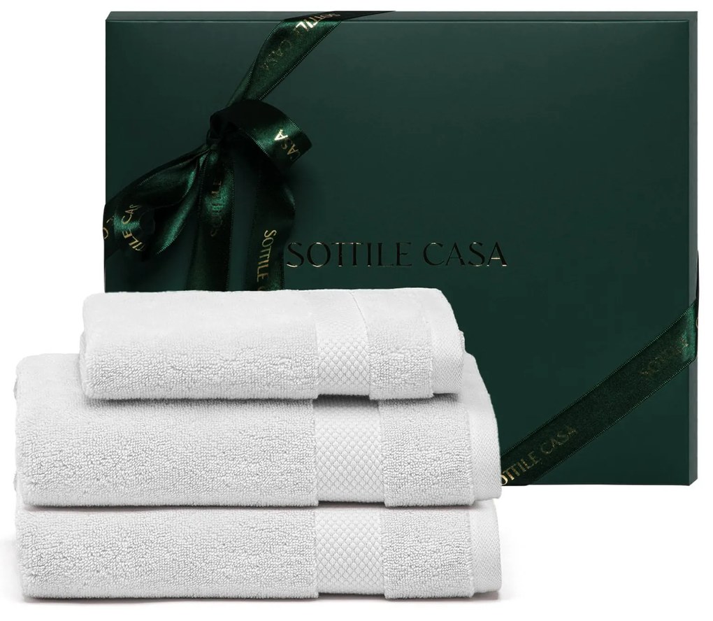 Kit Presente 2 Toalhas de Rosto + 1 Toalha de Lavabo Literie 100% Algodão Allure - Branco  Branco