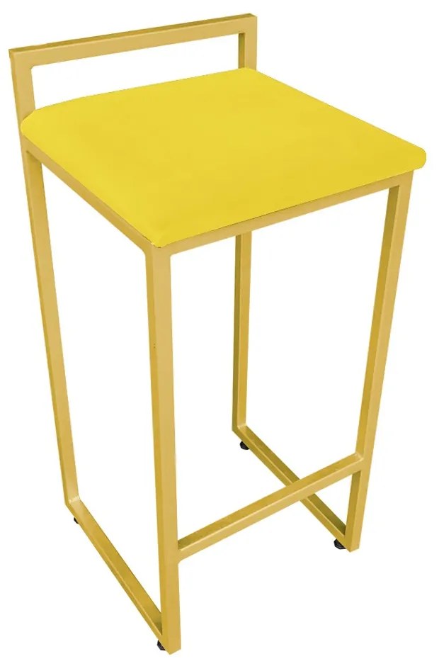 Banqueta Pietra Suede Base Dourado - Amarelo